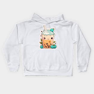 Cute Bubble Tea Cartoon Boba Drawing Kids Hoodie